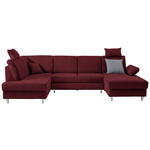 WOHNLANDSCHAFT  in Webstoff Rot  - Silberfarben/Rot, KONVENTIONELL, Holz/Textil (186/322/167cm) - Cantus