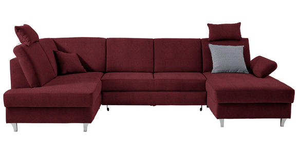 WOHNLANDSCHAFT  in Webstoff Rot  - Silberfarben/Rot, KONVENTIONELL, Holz/Textil (186/322/167cm) - Cantus