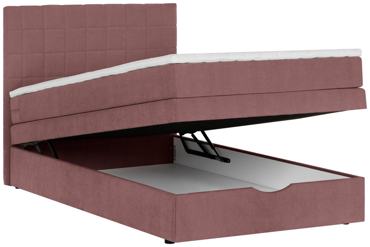BOXSPRINGBETT 140/200 cm,  in Koralle  - Koralle/Schwarz, Design, Kunststoff/Textil (140/200cm) - Welnova