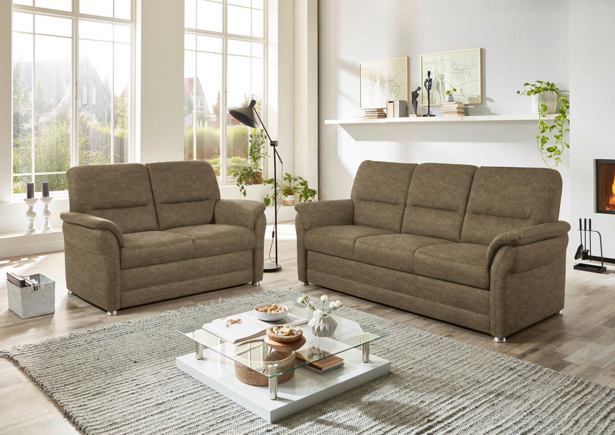 SITZGARNITUR in Mikrofaser Grün  - Alufarben/Grün, Konventionell, Textil/Metall (192/96/89cm) - Beldomo Comfort