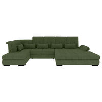 WOHNLANDSCHAFT Olivgrün Struktur  - Schwarz/Olivgrün, KONVENTIONELL, Kunststoff/Textil (222/358/212cm) - Carryhome