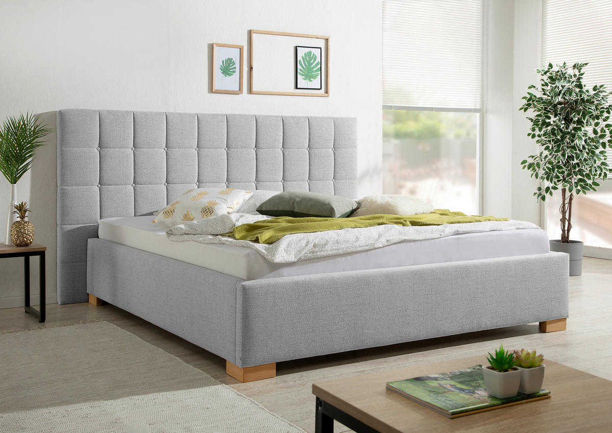 POLSTERBETT 200/200 cm,  in Grau,  - Naturfarben/Grau, MODERN, Holz/Textil (200/200cm) - Livetastic