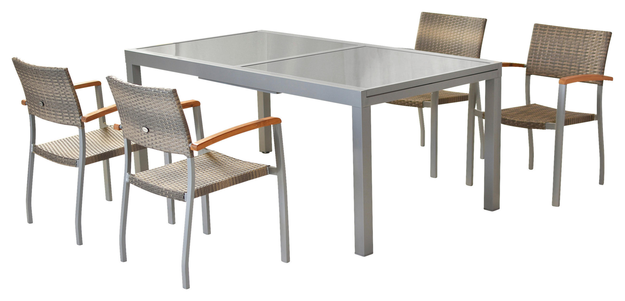 GARTENSET Akazie massiv Aluminium  - Silberfarben/Grau, MODERN, Holz/Kunststoff - Gardenson