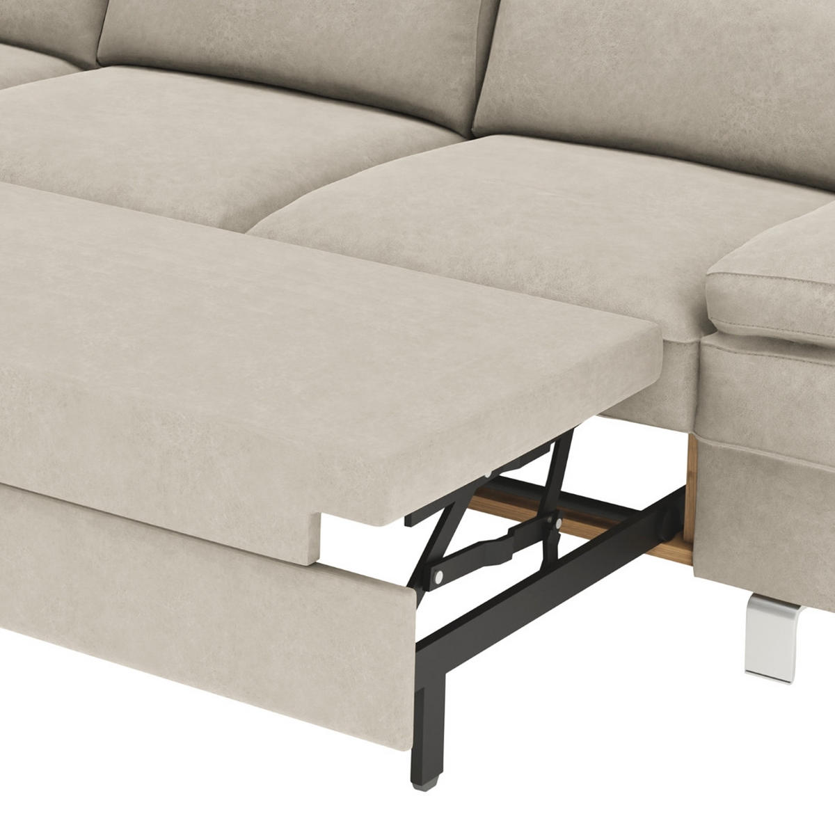 ECKSOFA in Mikrofaser Silberfarben  - Silberfarben, Konventionell, Textil/Metall (260/82/182cm) - Trendmanufaktur