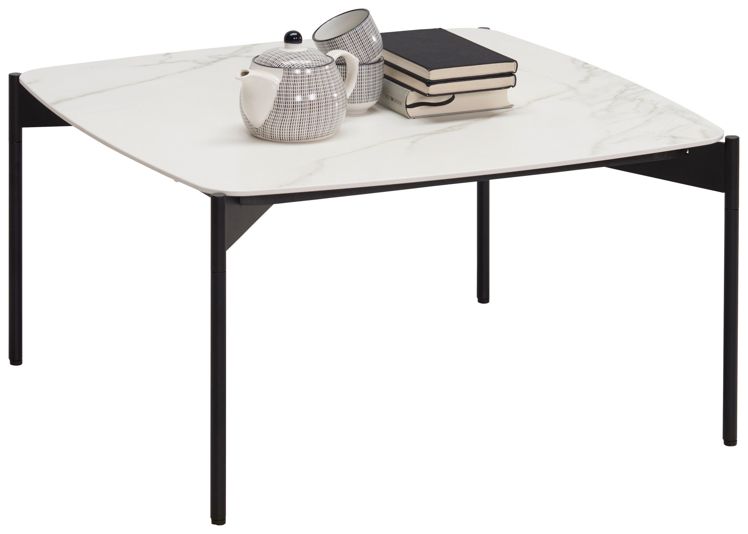 COUCHTISCH 65/65/35 cm quadratisch Creme, Schwarz  - Creme/Schwarz, Design, Keramik/Metall (65/65/35cm) - Venjakob