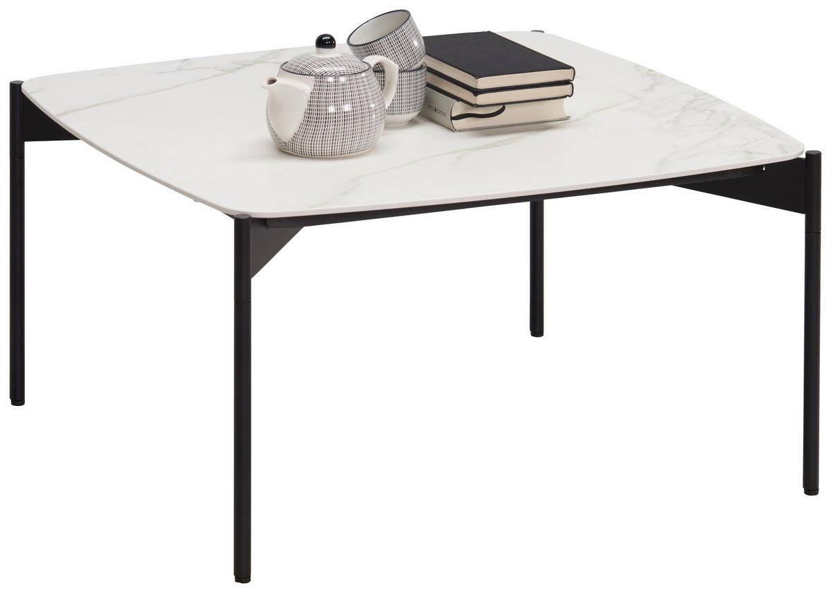 COUCHTISCH Metall, Keramik 65/65/35 cm   - Creme/Schwarz, Design, Keramik/Metall (65/65/35cm) - Venjakob
