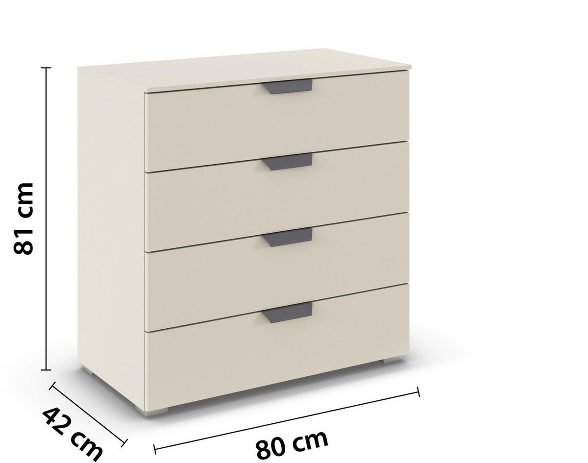 KOMMODE  in 80/81/42 cm  - Champagner/Dunkelgrau, Design, Holzwerkstoff/Metall (80/81/42cm) - Carryhome