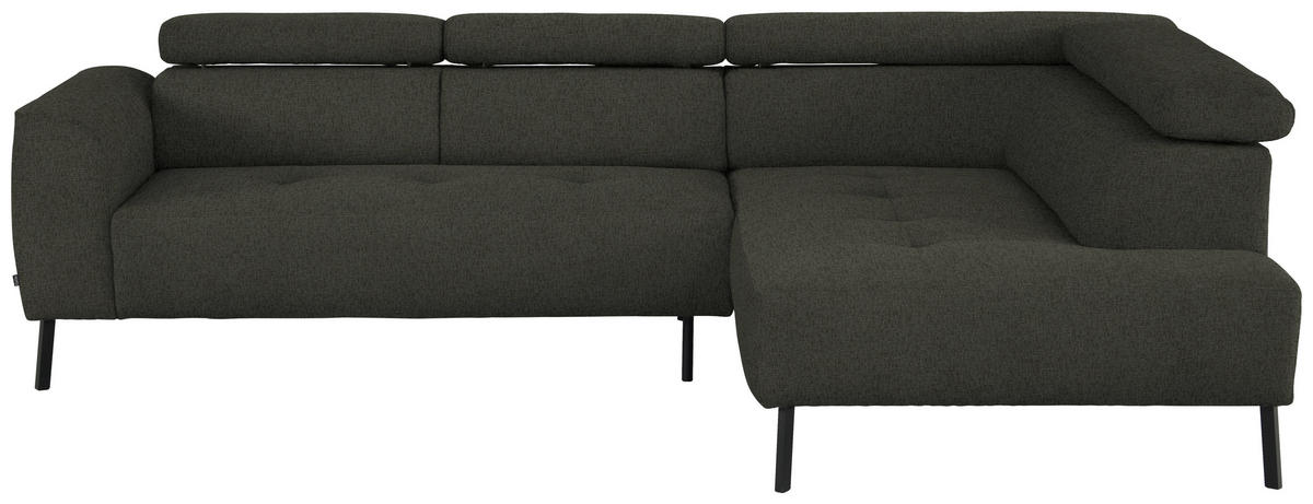 ECKSOFA in Chenille Graubraun  280/205 cm  - Graubraun/Schwarz, Design, Textil/Metall (280/205cm) - Xora