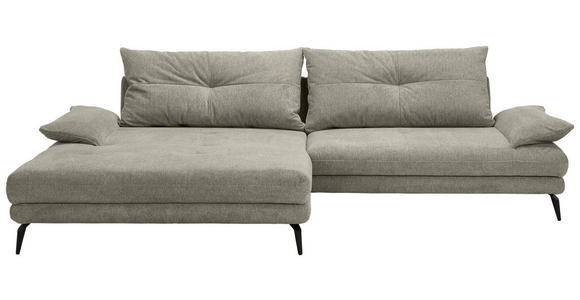 ECKSOFA Taupe Flachgewebe  - Taupe/Schwarz, Design, Textil/Metall (176/294cm) - Carryhome