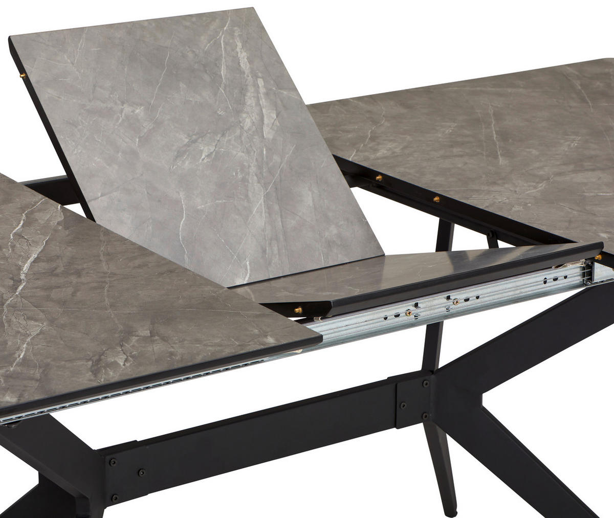ESSTISCH Grau, Schwarz rechteckig  ausziehbar  - Schwarz/Grau, MODERN, Holzwerkstoff/Metall (160/90/75cm) - MID.YOU