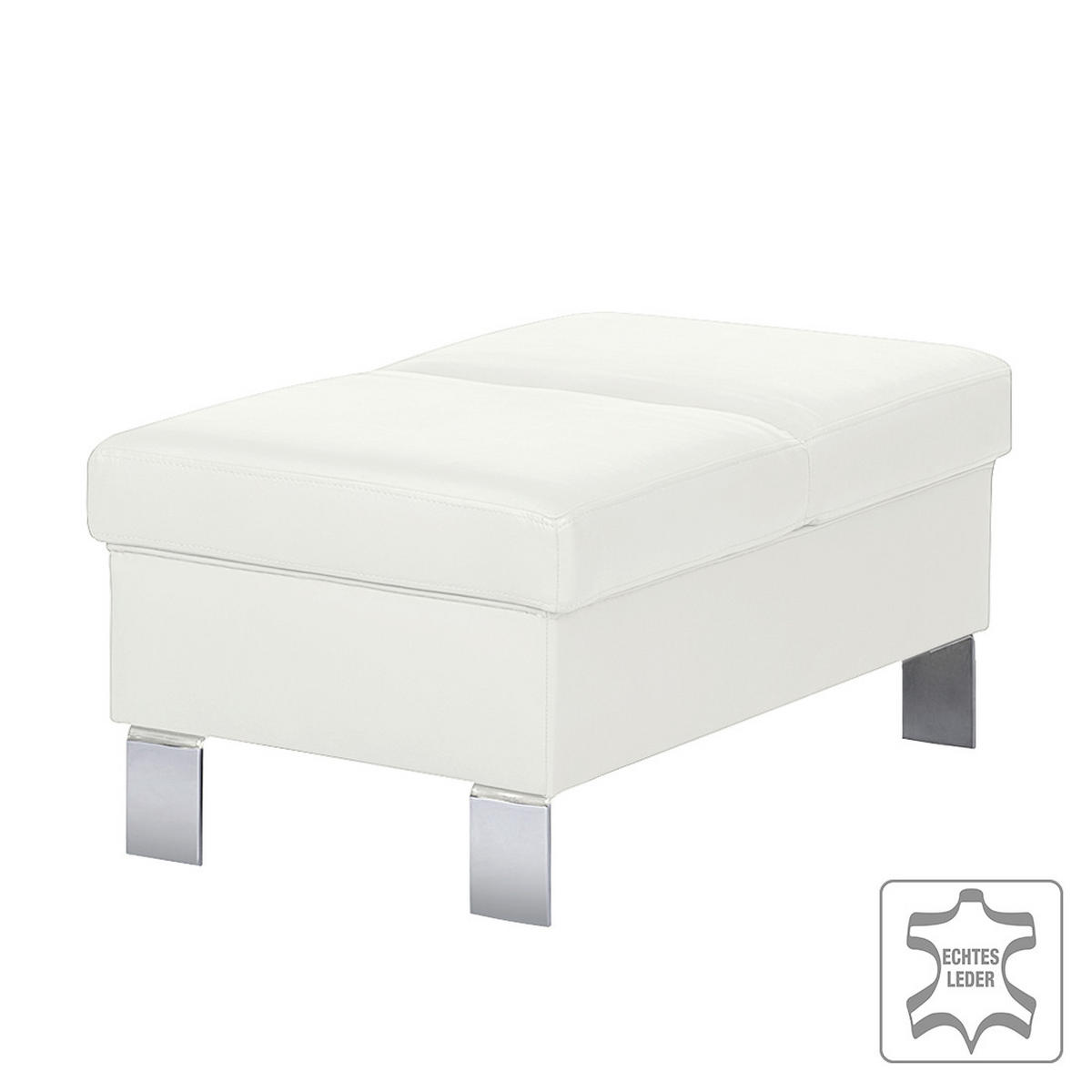 HOCKER in Leder Weiß  - Chromfarben/Weiß, Design, Leder/Metall (91/44/57cm) - Livetastic