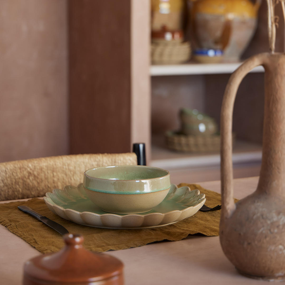 KOMBISERVICE Salbeigrün MARRAKESH 12-teilig 4 Personen  - Salbeigrün, Basics, Keramik - Costa Nova