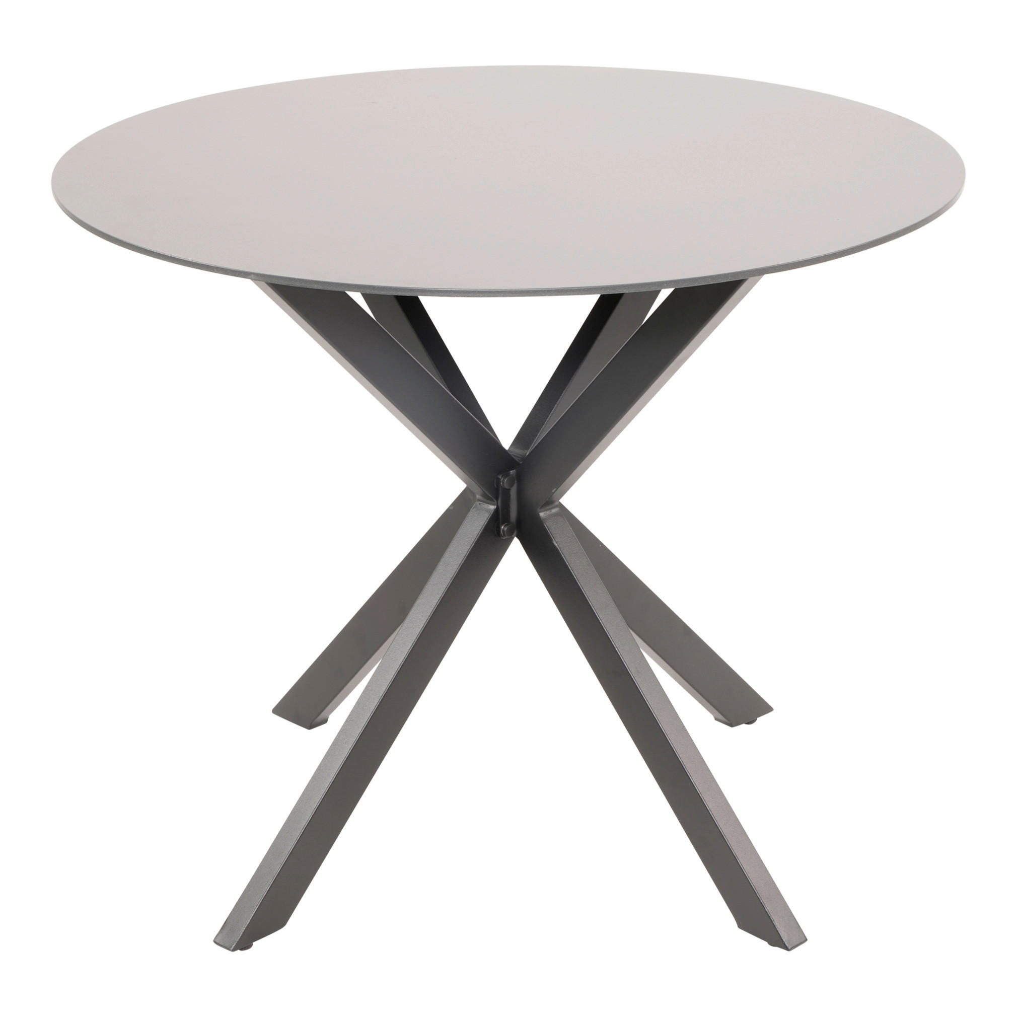 GARTENTISCH Metall, Glas Grau, Schwarz rund  - Schwarz/Grau, KONVENTIONELL, Glas/Metall (90/73cm)