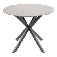 GARTENTISCH Metall, Glas Grau, Schwarz rund  - Schwarz/Grau, KONVENTIONELL, Glas/Metall (90/73cm)