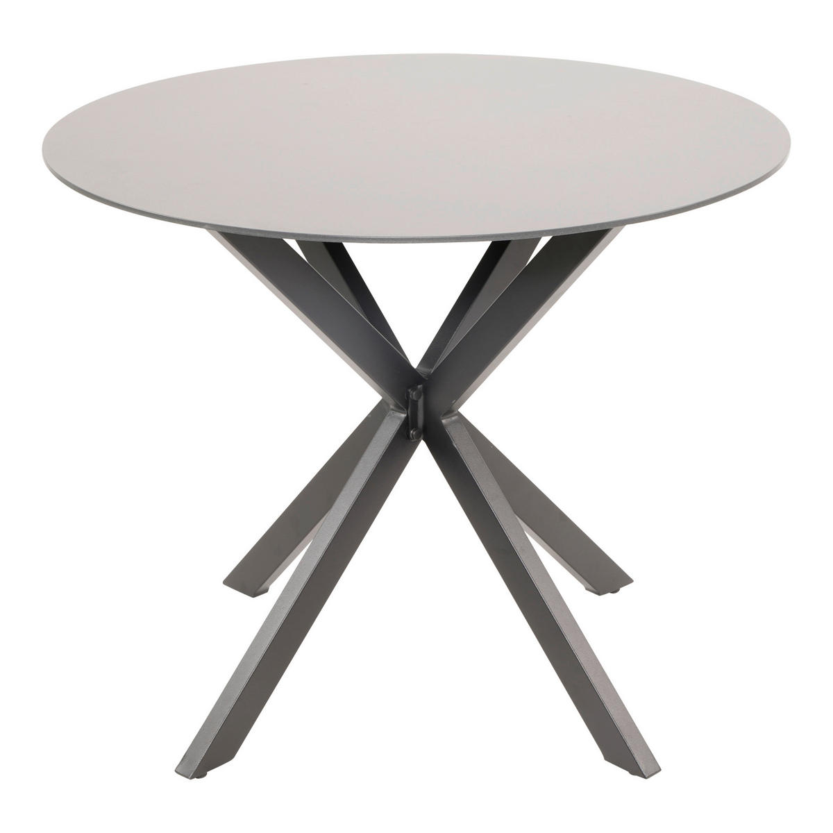 GARTENTISCH Metall, Glas Grau, Schwarz rund  - Schwarz/Grau, KONVENTIONELL, Glas/Metall (90/73cm)