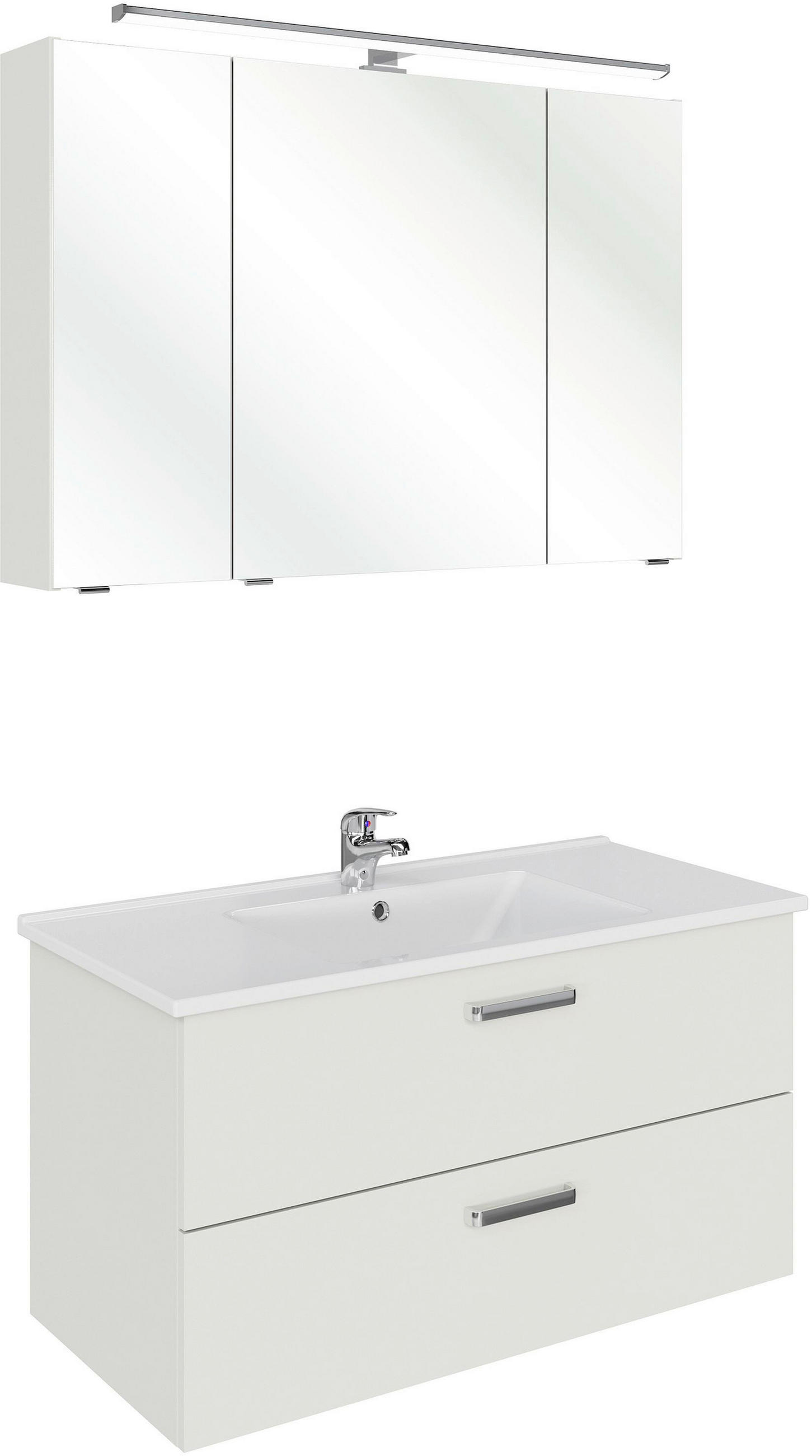 FÜRDŐSZOBABÚTOR - krómszínű/fehér, Design, faalapú anyag/üveg (100cm) - Xora