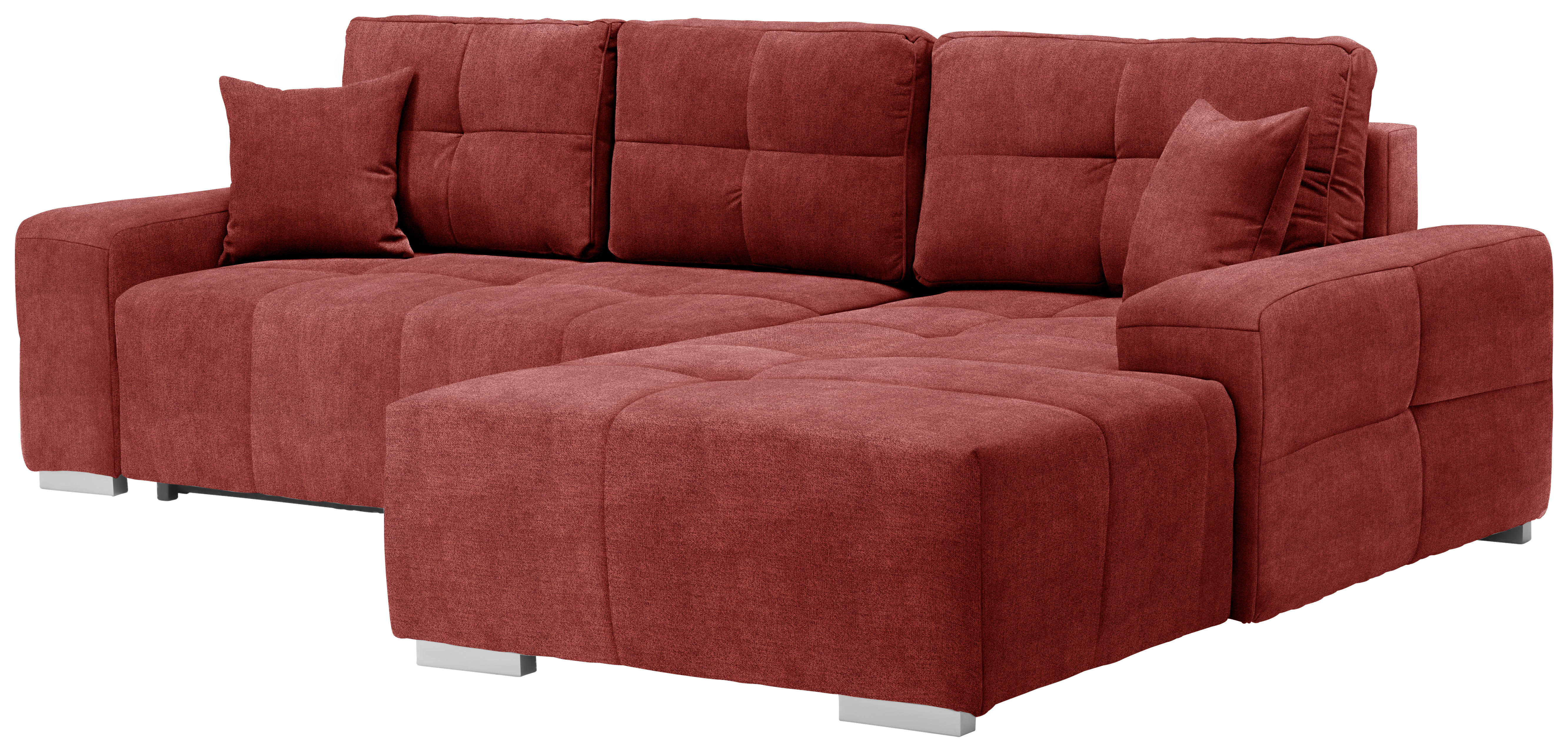 ECKSOFA Rot Webstoff  - Silberfarben/Rot, Design, Kunststoff/Textil (280/194cm) - Carryhome