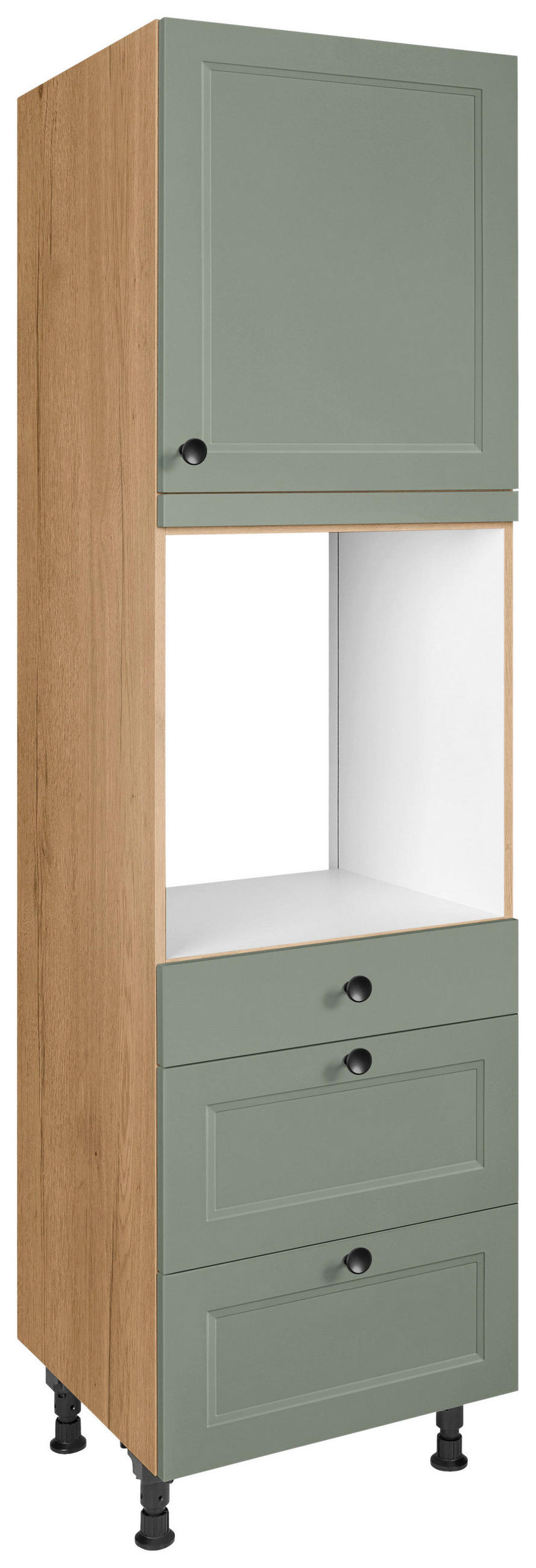 GERÄTEUMBAUSCHRANK 60/216,6/58 cm  in Grün  - Eichefarben/Schwarz, MODERN, Holzwerkstoff/Metall (60/216,6/58cm) - Nobilia