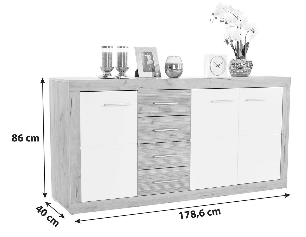 KOMODA   178,6/86/39,9 cm   bijela, boje hrasta  - bijela/boje hrasta, Moderno, drvni materijal/plastika (178,6/86/39,9cm)