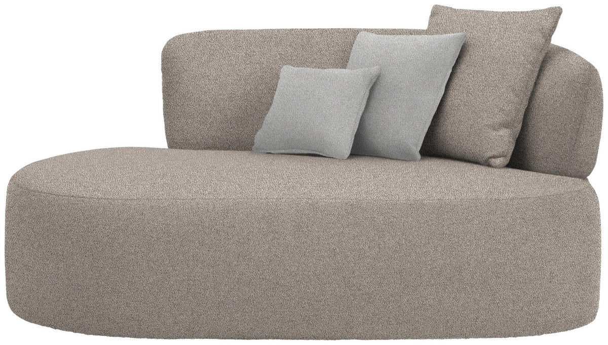 RÉCAMIERE in Plüsch Grau, Graubraun  - Graubraun/Schwarz, MODERN, Kunststoff/Textil (166/86/105cm) - Hom`in