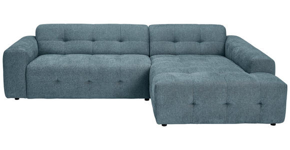 ECKSOFA Petrol Flachgewebe - Petrol/Schwarz, KONVENTIONELL, Kunststoff/Textil (292/189cm) - Carryhome