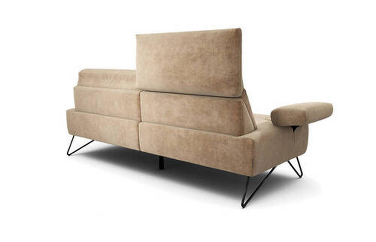 2,5-SITZER in Samt Sandfarben  - Sandfarben/Schwarz, Design, Textil/Metall (204-234/85/86-94cm) - SENSOO