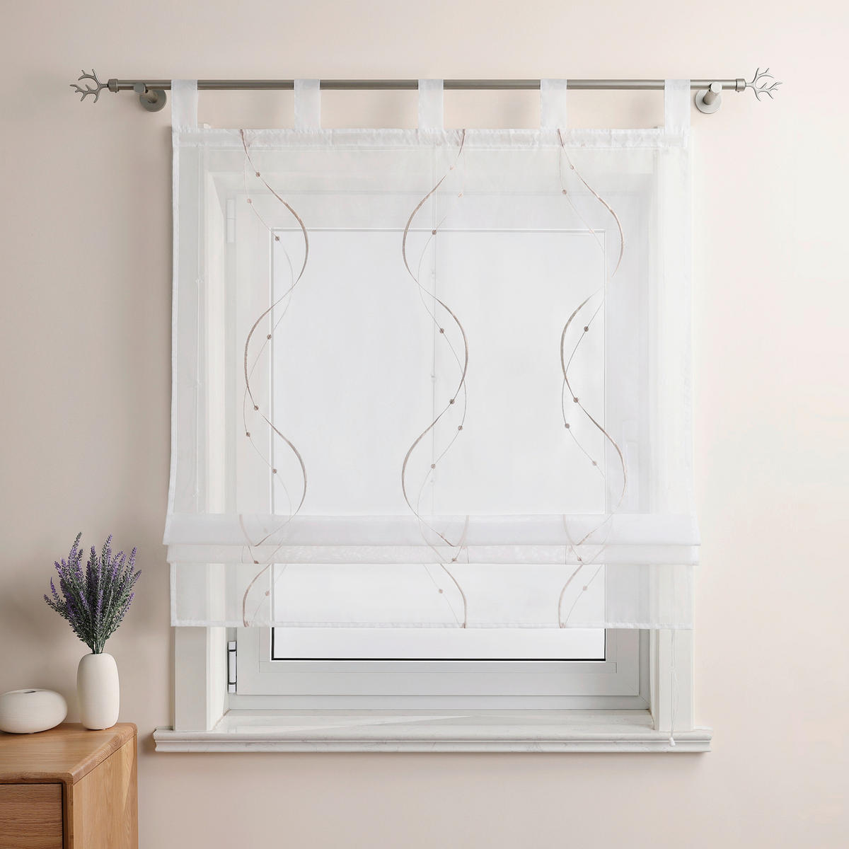 FALTROLLO  transparent  140/140 cm    - Sandfarben/Weiß Hochglanz, Basics, Textil (140/140cm)