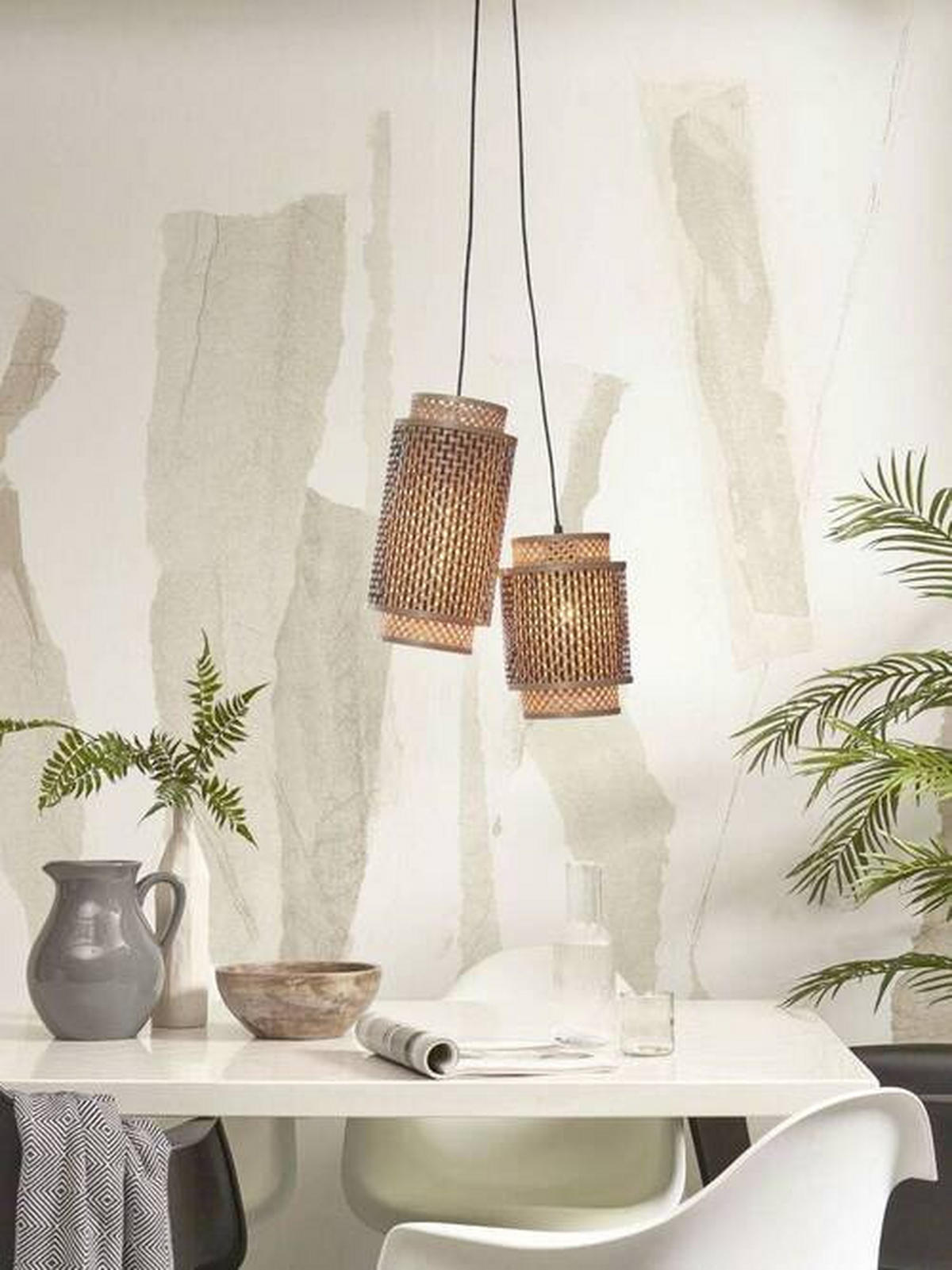 ZÁVESNÉ SVIETIDLO, 38/18/45 cm  - čierna/prírodná farba, Trend, drevo (38/18/45cm) - Good & Mojo