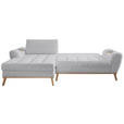 ECKSOFA in Webstoff Silberfarben  - Eichefarben/Silberfarben, Design, Holz/Textil (175/282cm) - Carryhome