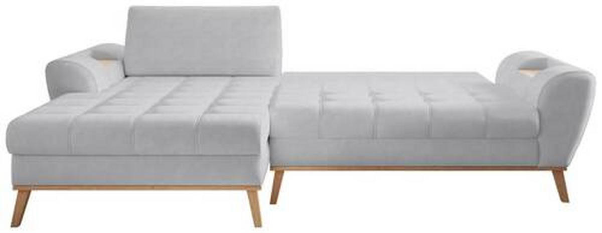 ECKSOFA in Webstoff Silberfarben  - Eichefarben/Silberfarben, Design, Holz/Textil (175/282cm) - Carryhome