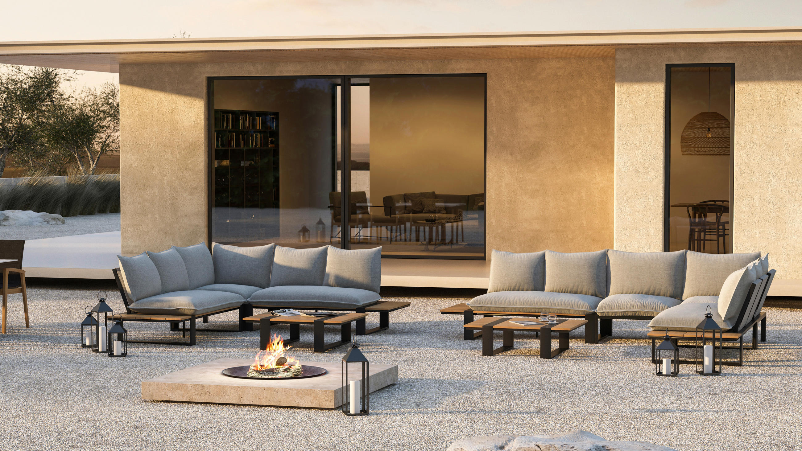 LOUNGEGARNITUR 4-teilig  - Anthrazit/Grau, Basics, Holz/Textil (247/247cm) - Tierra Outdoor