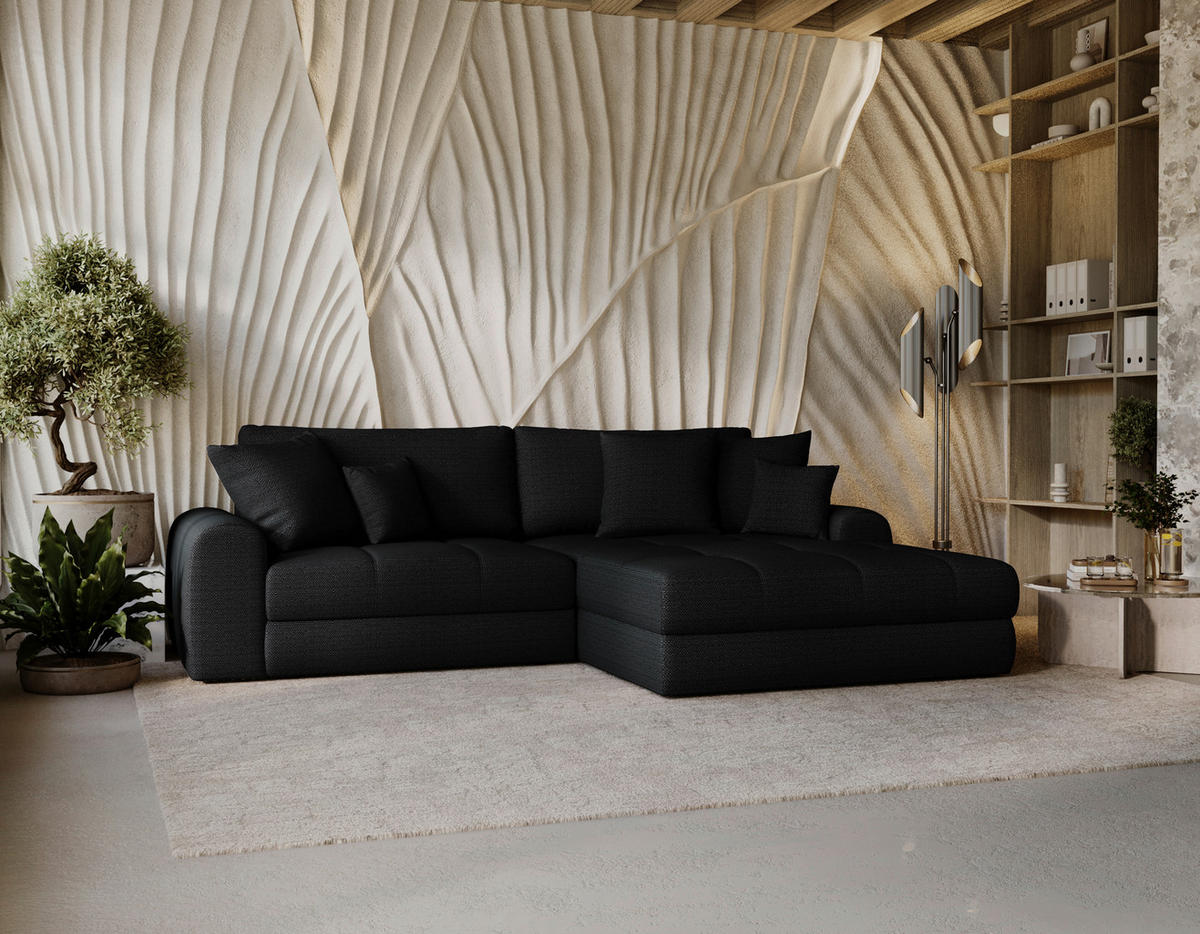 ECKSOFA LORSON Schwarz Struktur  - Schwarz, Design, Kunststoff/Textil (290/208cm) - Livetastic