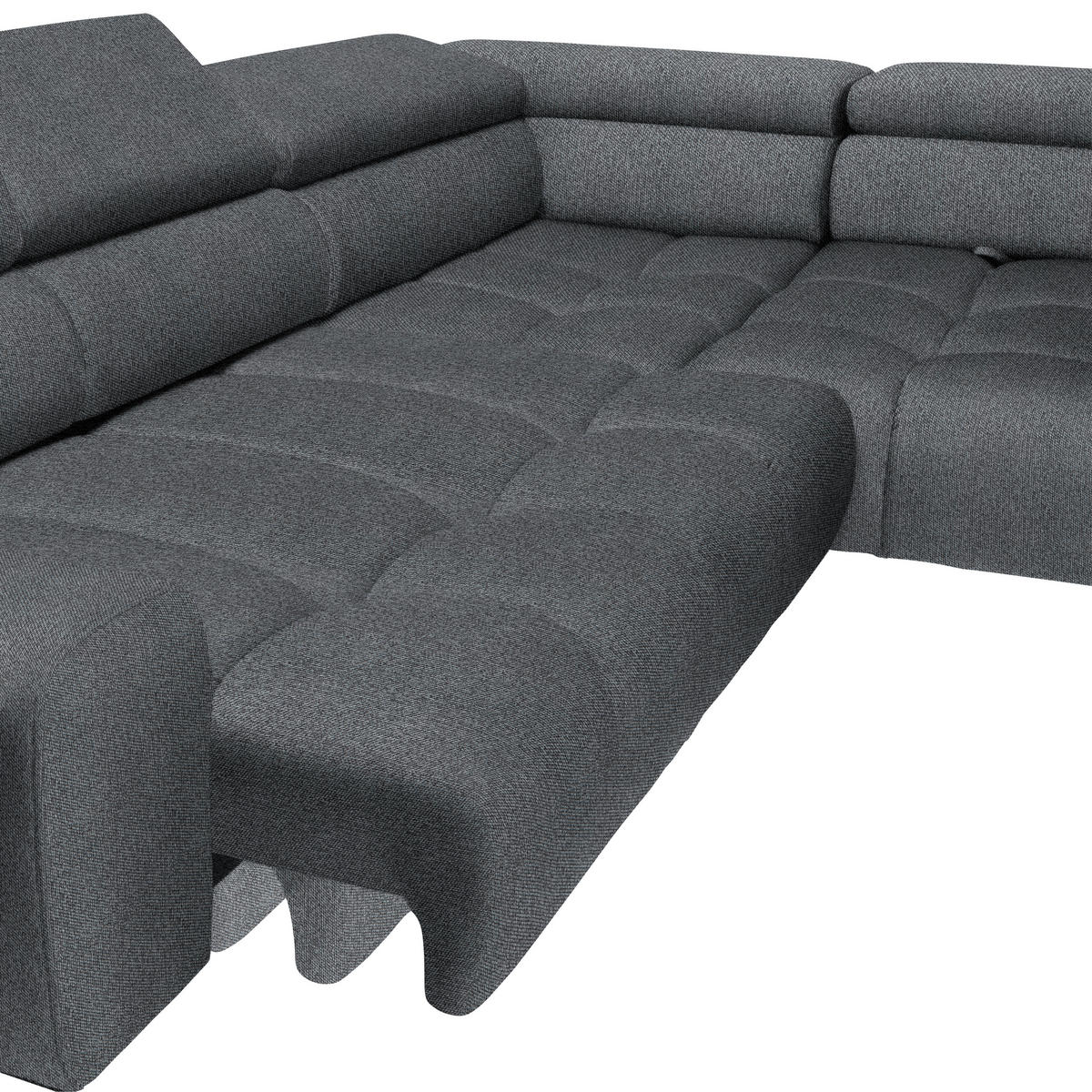 ECKSOFA in Webstoff Dunkelgrau  - Dunkelgrau/Schwarz, Design, Textil/Metall (300/216cm) - Welnova