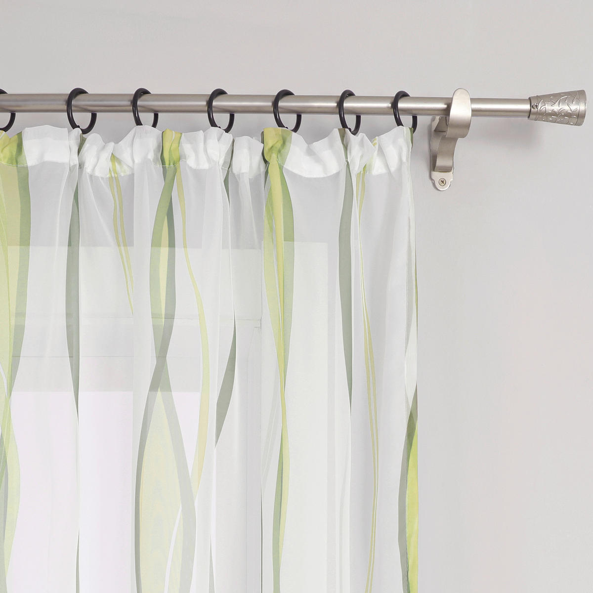 FERTIGVORHANG  transparent  140/175 cm   - Weiß Hochglanz/Grün, Basics, Textil (140/175cm) - Joyswahl