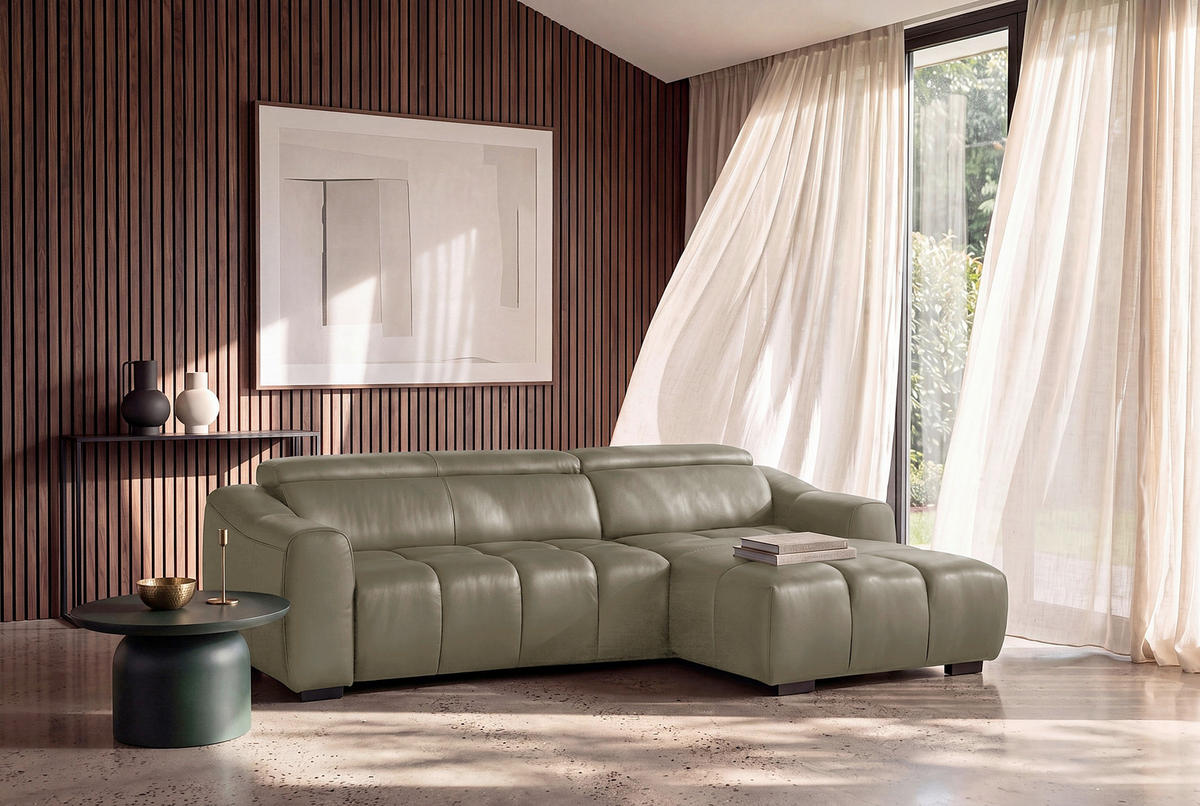 ECKSOFA  Echtleder Taupe  - Taupe/Schwarz, Design, Leder/Kunststoff (274/177cm) - Livetastic