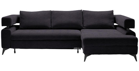 ECKSOFA Schwarz Chenille - Schwarz, KONVENTIONELL, Textil/Metall (265/184cm) - Hom`in