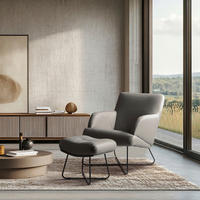 SESSELSET Lederlook Schieferfarben  - Schieferfarben/Beige, Design, Textil/Metall (67/87/74cm) - Livetastic