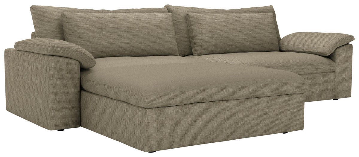 ECKSOFA  Chenille Taupe  - Taupe/Schwarz, Modern, Kunststoff/Textil (198/306cm) - Carryhome