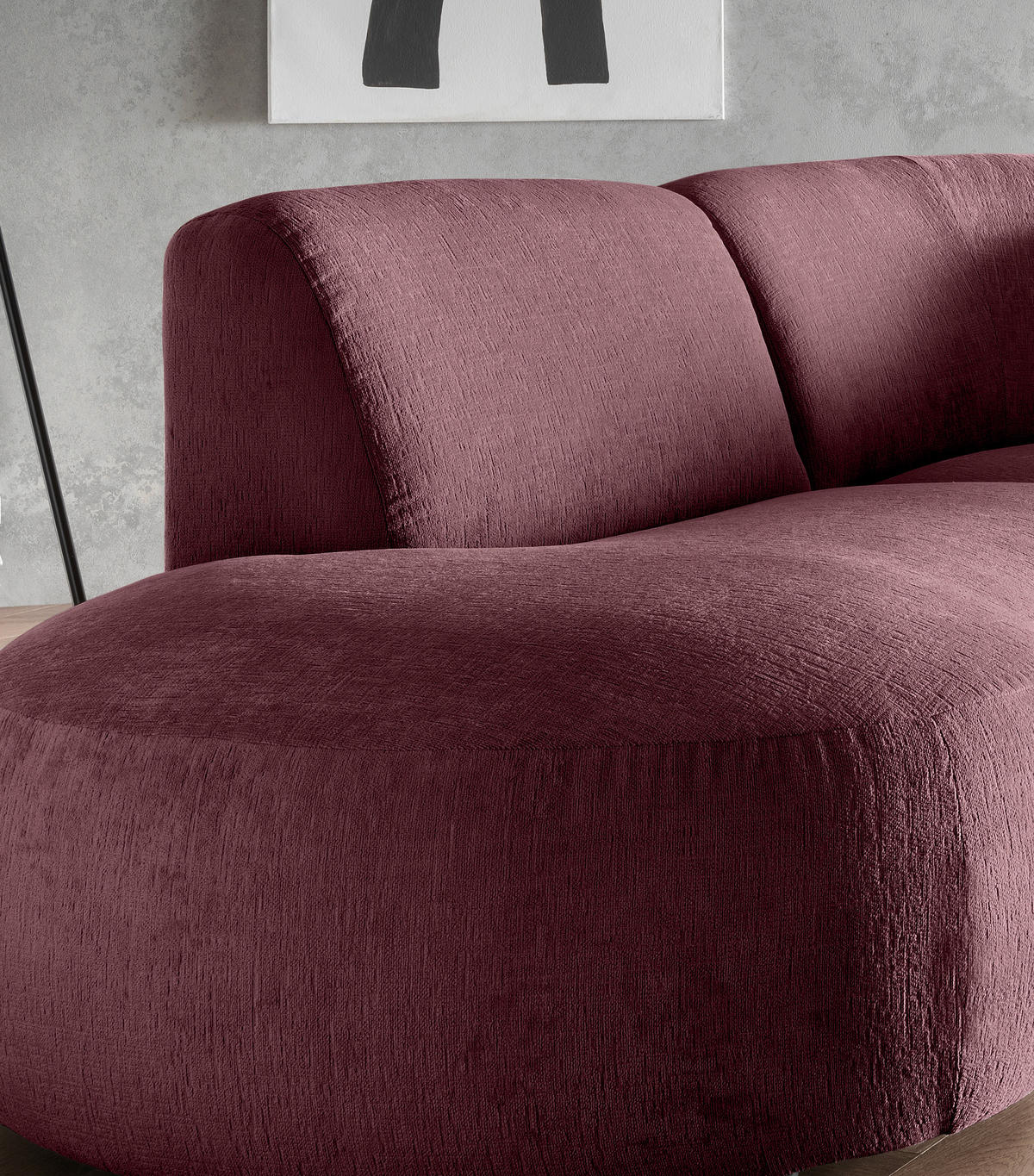 ECKSOFA in Mikrofaser Bordeaux  - Bordeaux/Schwarz, Modern, Kunststoff/Textil (182/276cm) - Livetastic