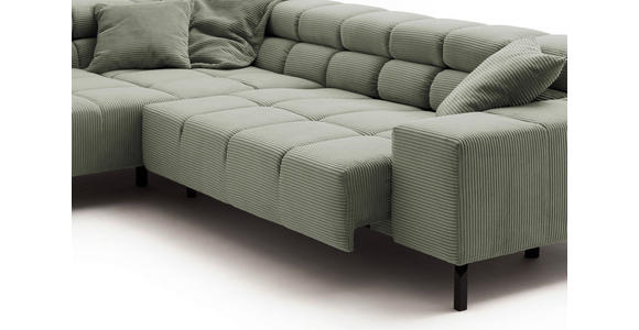 ECKSOFA  in Cord Dunkelgrün  216/321 cm  - Dunkelgrün/Schwarz, Design, Textil/Metall (216/321cm) - Hom`in