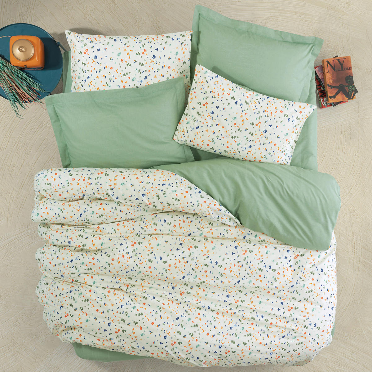 BETTWÄSCHE 155/220 cm  - Multicolor/Grün, Basics, Textil (155/220cm)