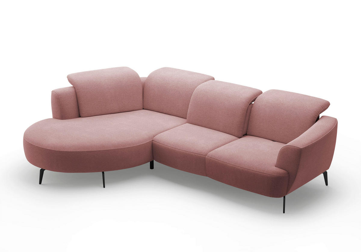 ECKSOFA in Mikrofaser Altrosa  - Schwarz/Altrosa, Konventionell, Textil/Metall (199/309cm) - Sit & More