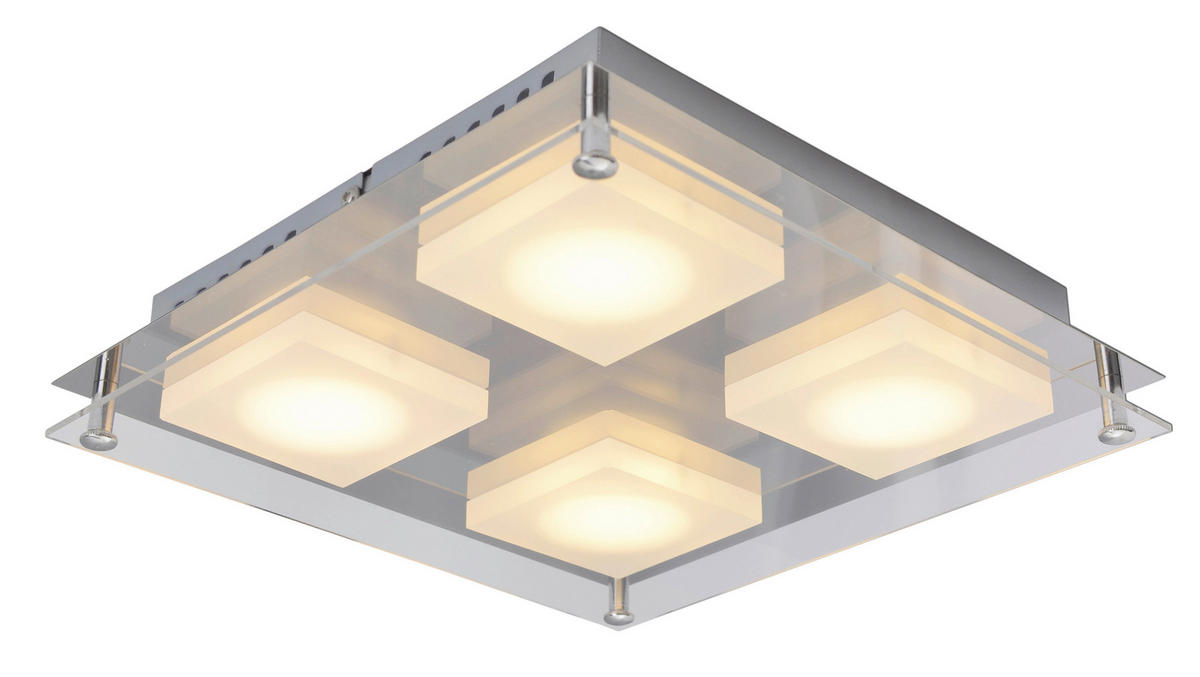 LED-DECKENLEUCHTE 24/24/4,7 cm   - Chromfarben, Design, Kunststoff/Metall (24/24/4,7cm) - Näve