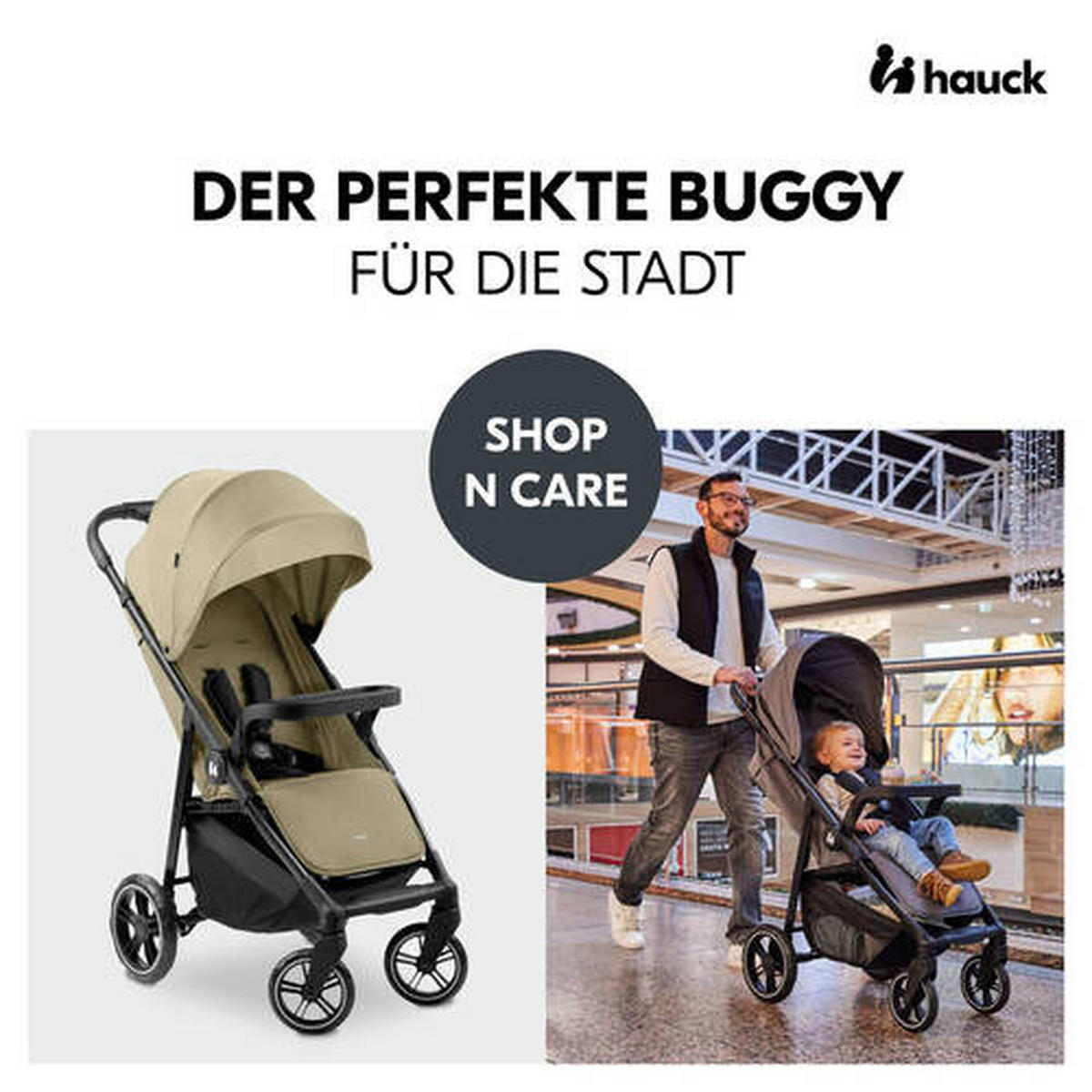 BUGGY Shop N Care  - Schwarz/Olivgrün, Basics, Kunststoff/Textil (40.5/104/51.5cm) - Hauck