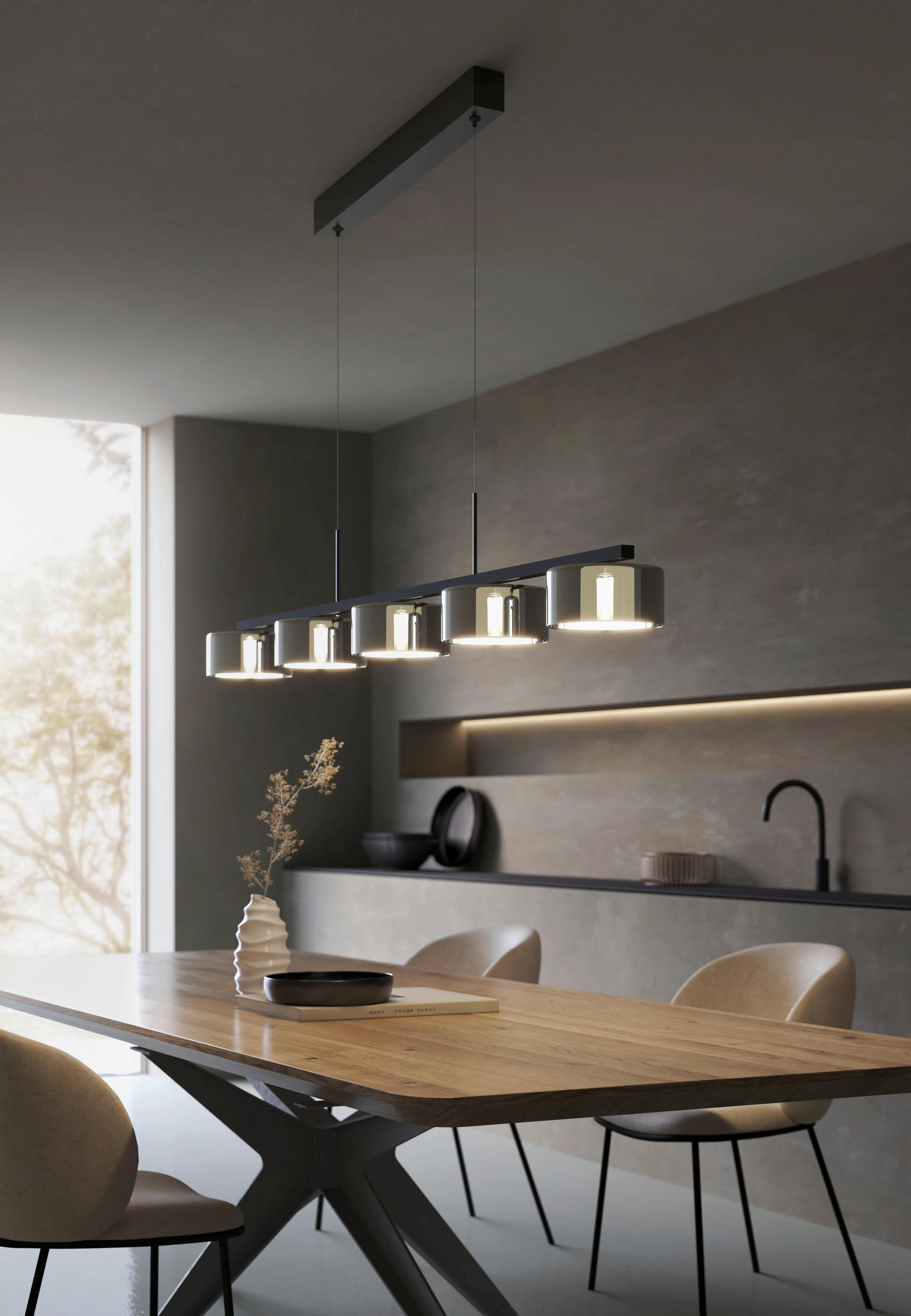 ZÁVĚSNÉ LED SVÍTIDLO, 119/15/150 cm  - vysoce lesklá šedá, Design, plast/sklo (119/15/150cm) - Dieter Knoll