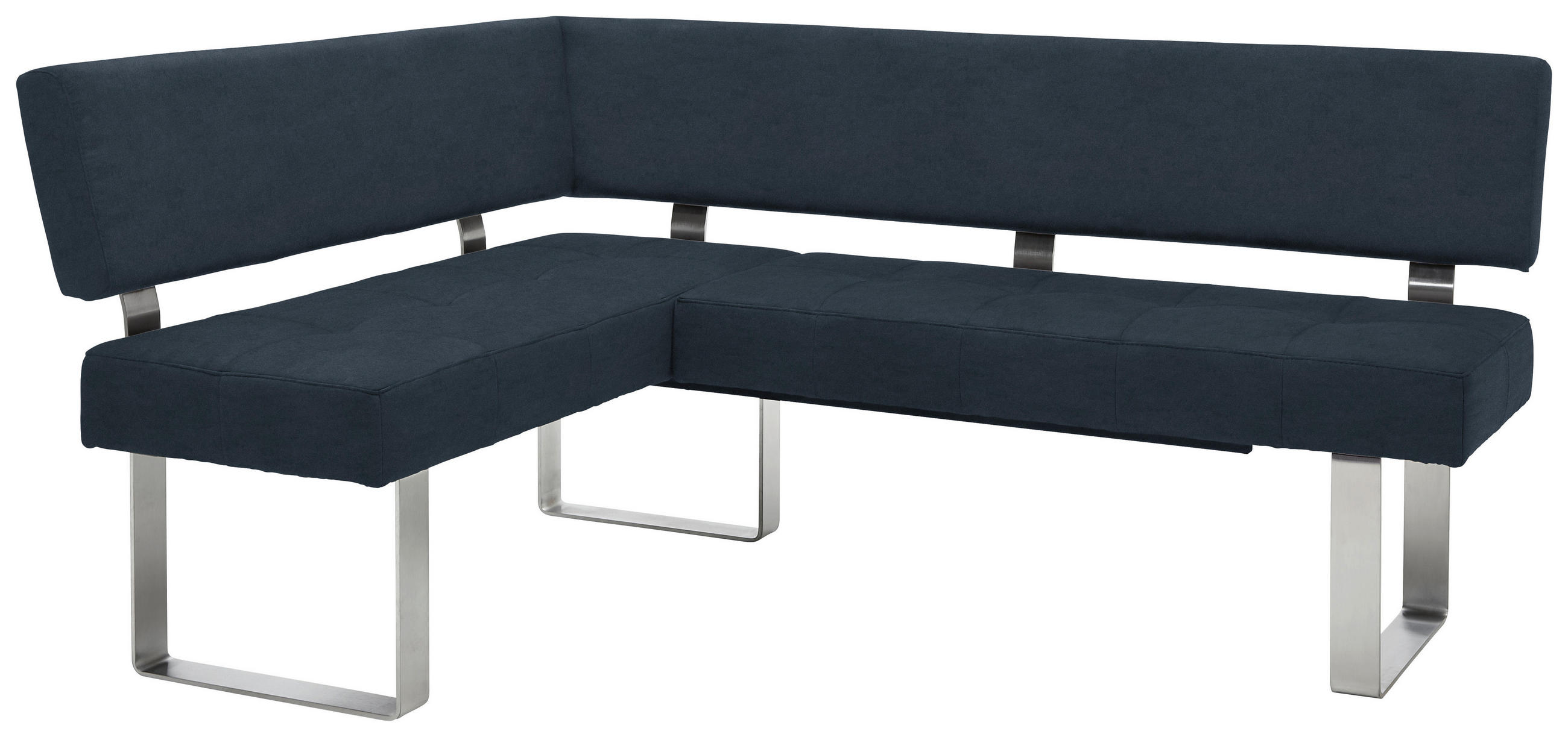 ECKBANK 137/182 cm Mikrofaser Blau Metall   - Blau/Edelstahlfarben, Design, Textil/Metall (137/182cm) - Dieter Knoll
