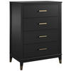 KOMMODE  in 76/106/50 cm  - Schwarz/Bronzefarben, Design, Holzwerkstoff/Metall (76/106/50cm) - MID.YOU