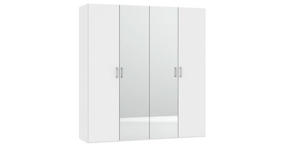 DREHTÜRENSCHRANK  in Weiß  - Chromfarben/Weiß, Design, Glas/Holzwerkstoff (203/195/59cm) - Carryhome