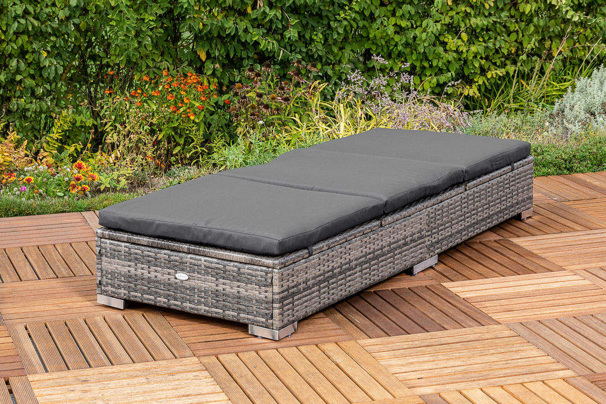 SONNENLIEGE 195/26/73 cm  - Grau, MODERN, Kunststoff/Metall (195/26/73cm) - Gardenson