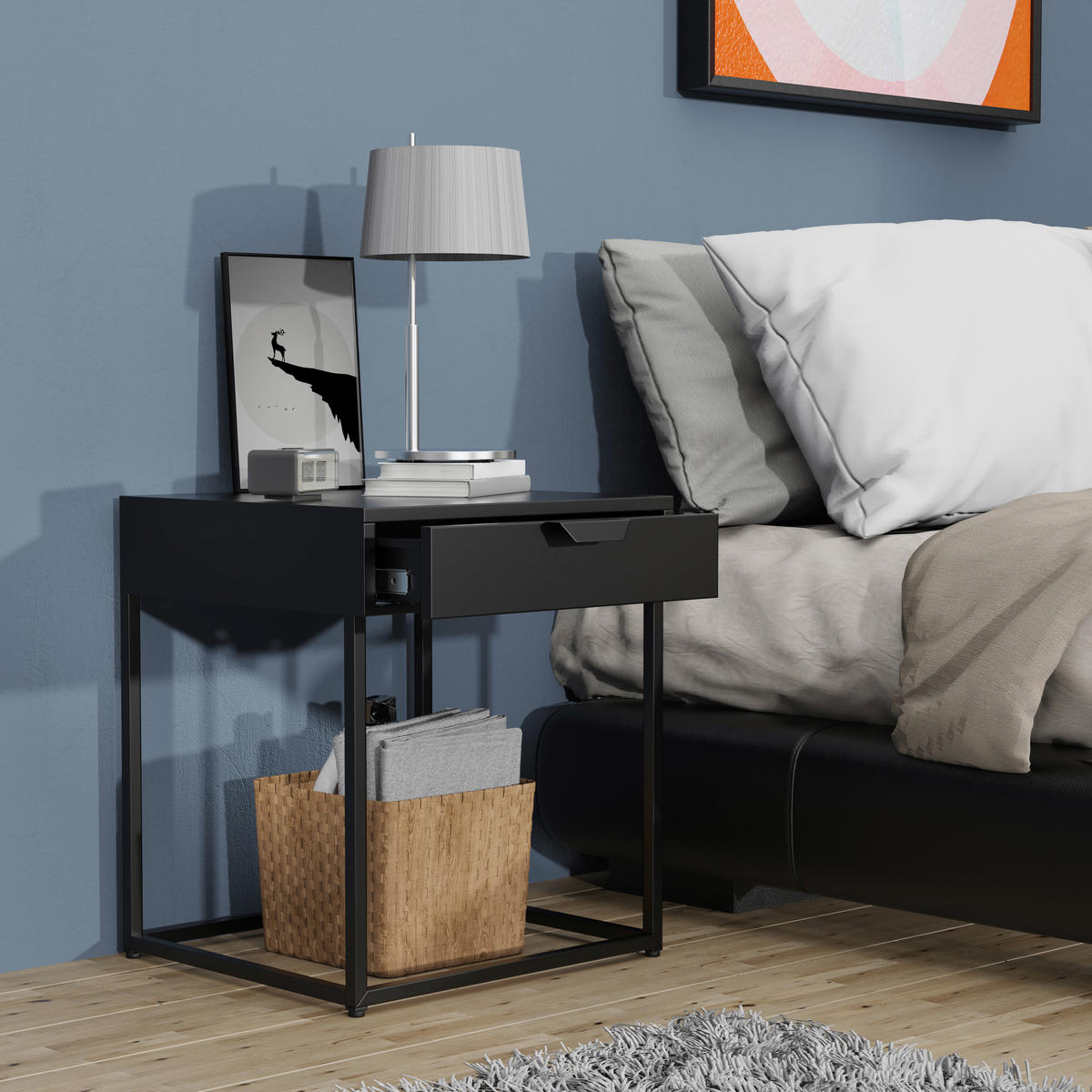 NACHTKÄSTCHEN 43/50/41 cm  in Schwarz  - Schwarz, MODERN, Holzwerkstoff/Kunststoff (43/50/41cm) - MID.YOU